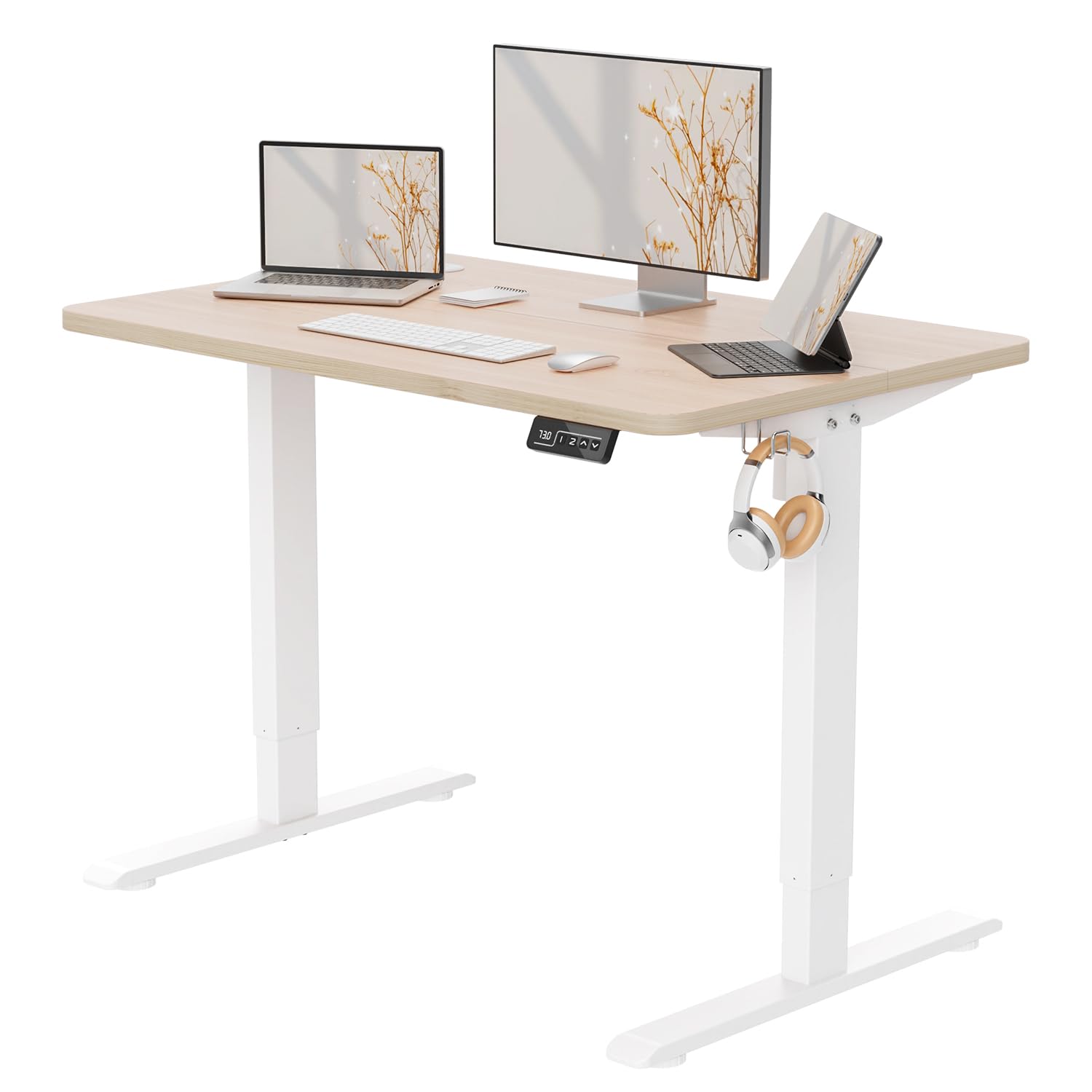 Anovara Standing Desk Height Adjustable Desk Standing Desk 100 X 60cm Adjustable Stand Up Office Computer Desk (Black, 100cm)-GCC Home Center