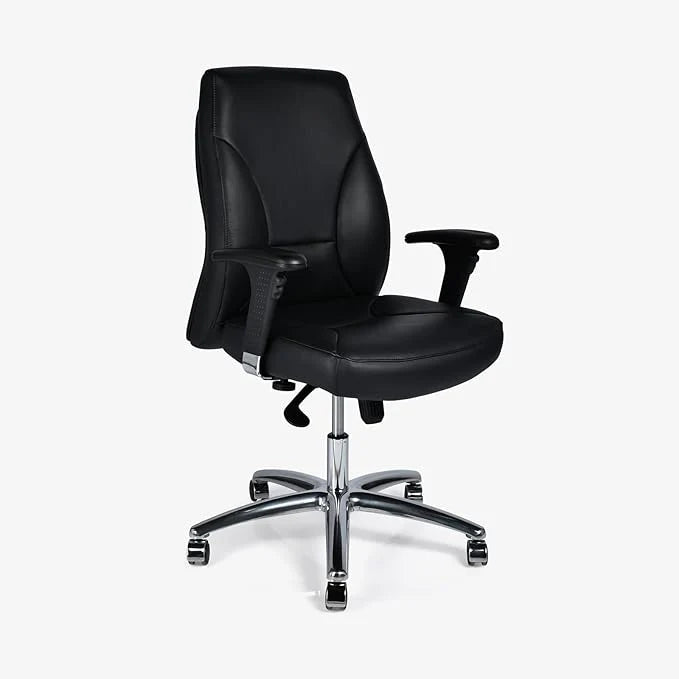 Executive Office Chair, Metal/Chrome Wheel Base - Black-GCC Home Center