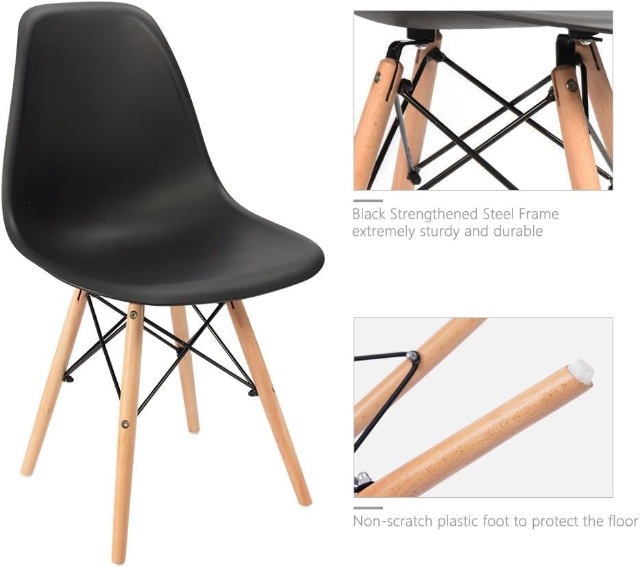 Set of 2 Black Shell Dining Chair, Mid-Century Modern Eames DSW-GCC Home Center