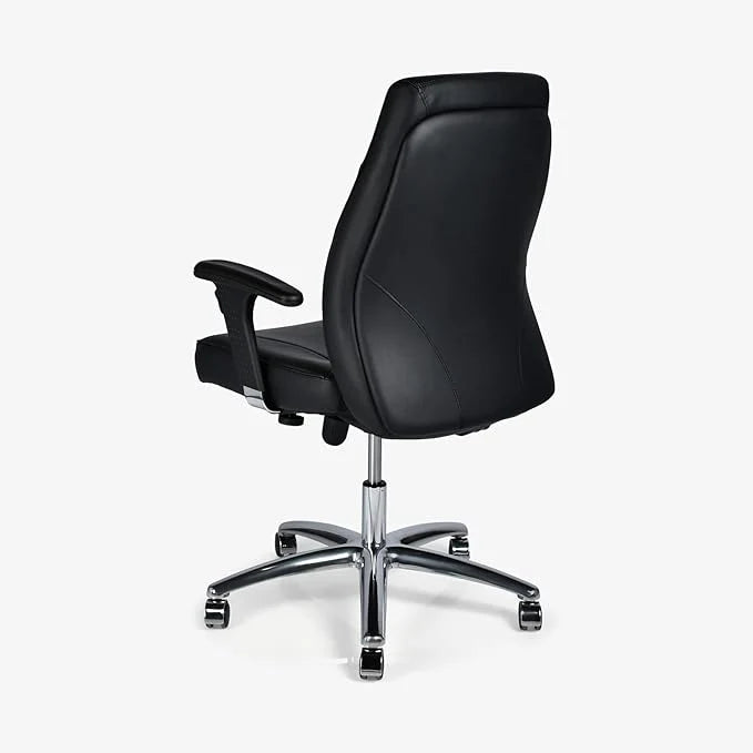Executive Office Chair, Metal/Chrome Wheel Base - Black-GCC Home Center