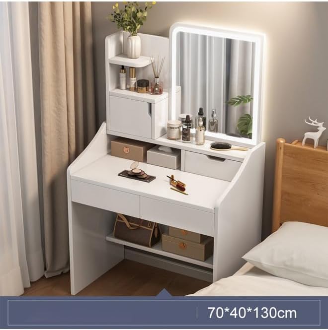Makeup Vanity Table Dressing Table Flip Mirror With Drawers-GCC Home Center