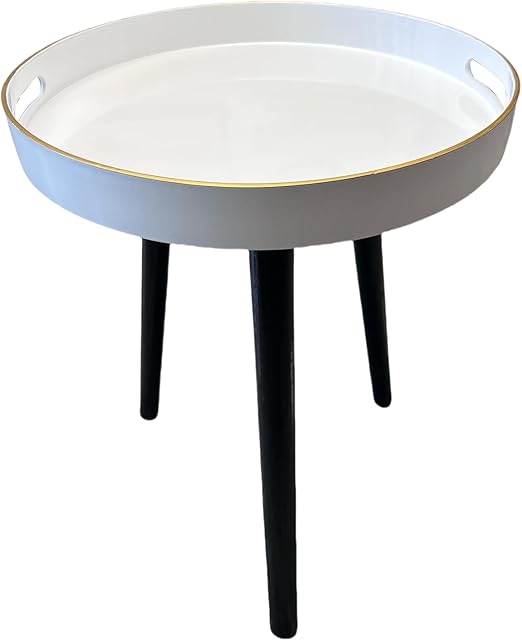 Indoor Tray Side Table – Plastic Tabletop with 17.7" Wooden Legs