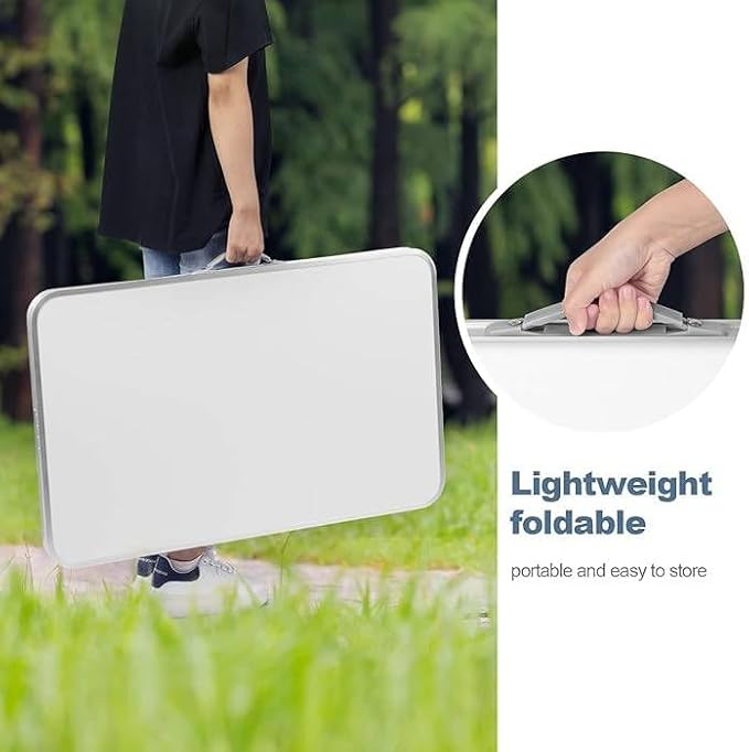 Folding Picnic Table (80x60cm Aluminum Table, Silver) Camping Table