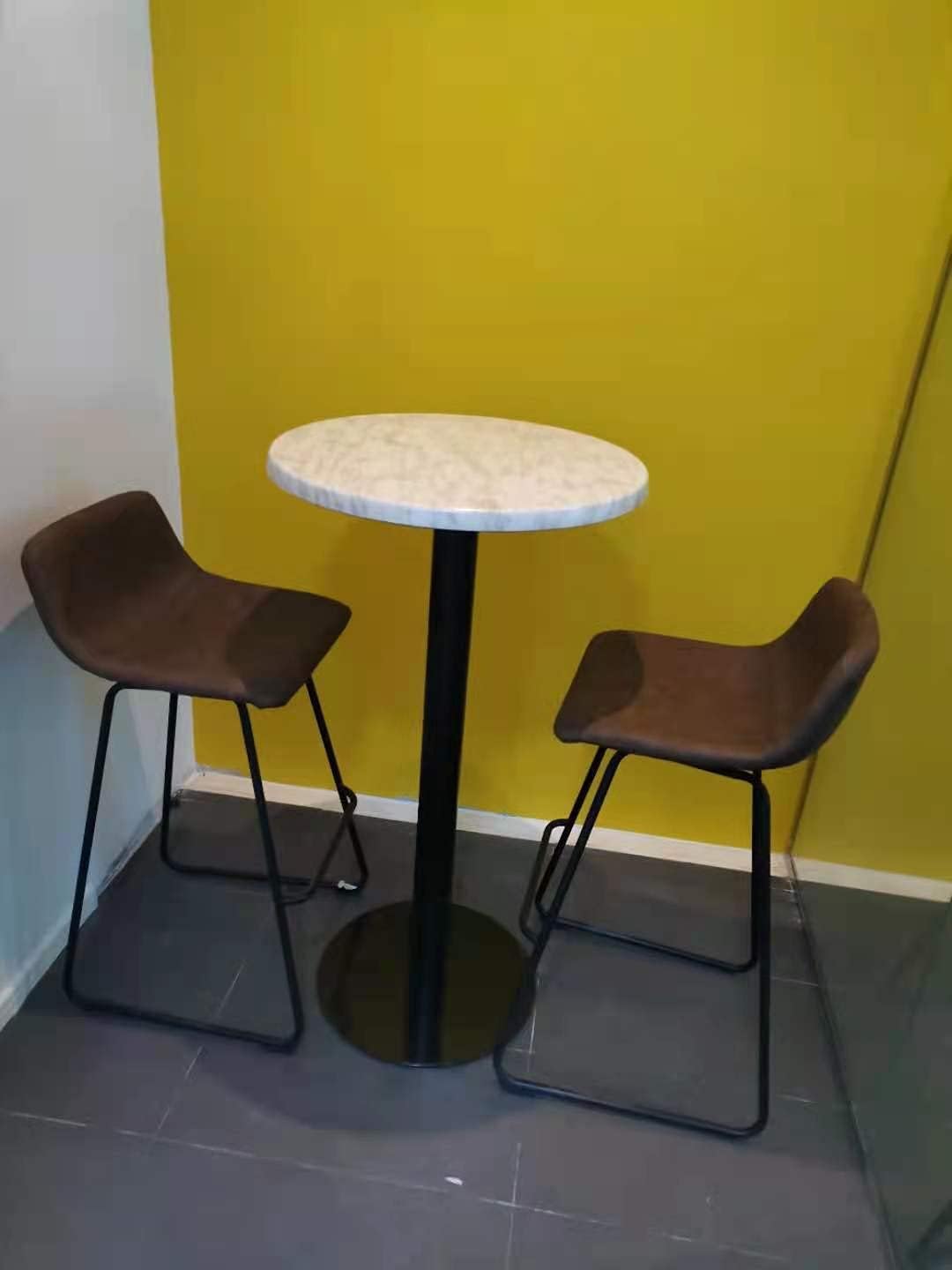 LANNY Leather Bar Stools Brown Office Cocktail High Chair Height for Pub Coffee Home Dinning Kitchen T10002 with Back and Footrest Modern-GCC Home Center