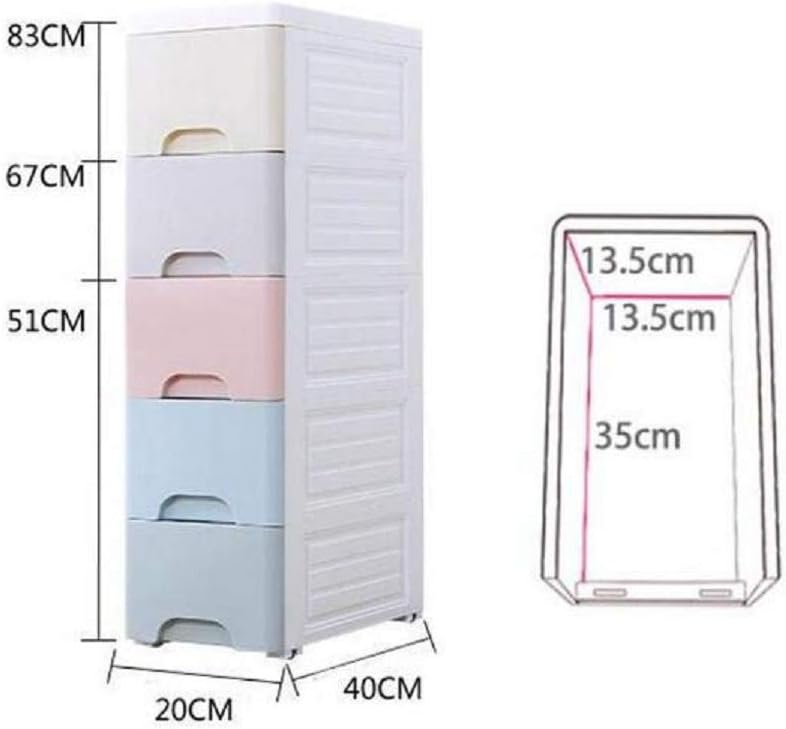 COOLBABY 20 Wide Slit Cabinet Drawer Storage Cabinet Kitchen Cabinet Toilet Rack Plastic Gap Narrow Cabinet Finishing Storage Box Five Layers