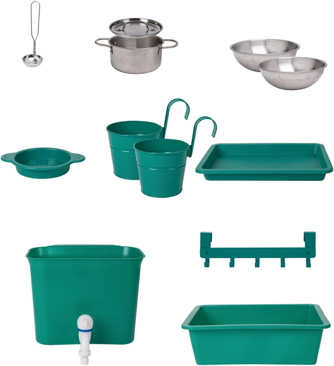 Nature Fun Outdoor Play Kitchen with Many Accessories Made of Wood and Vegetable Plastic, from 3 Years-GCC Home Center