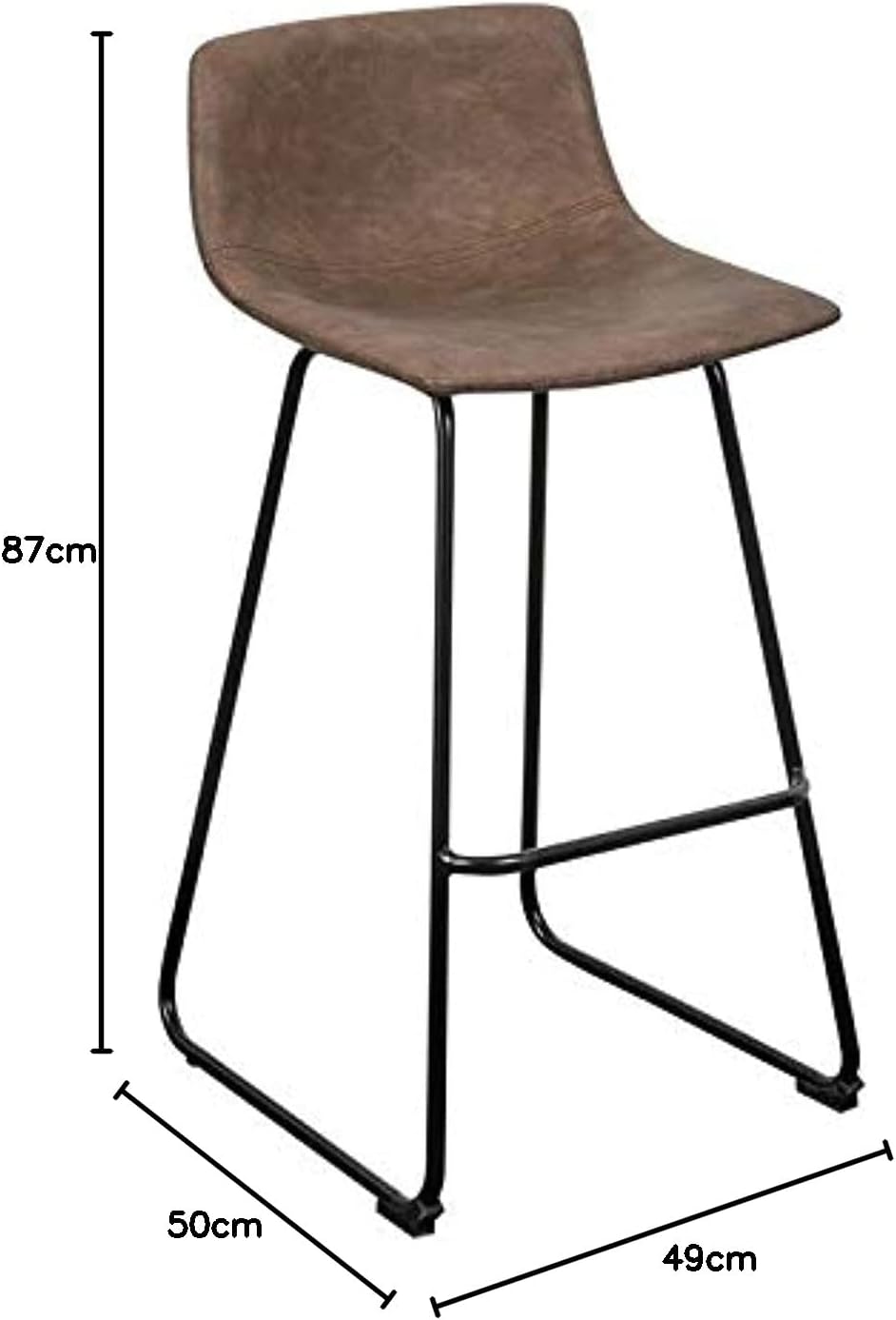 LANNY Leather Bar Stools Brown Office Cocktail High Chair Height for Pub Coffee Home Dinning Kitchen T10002 with Back and Footrest Modern-GCC Home Center