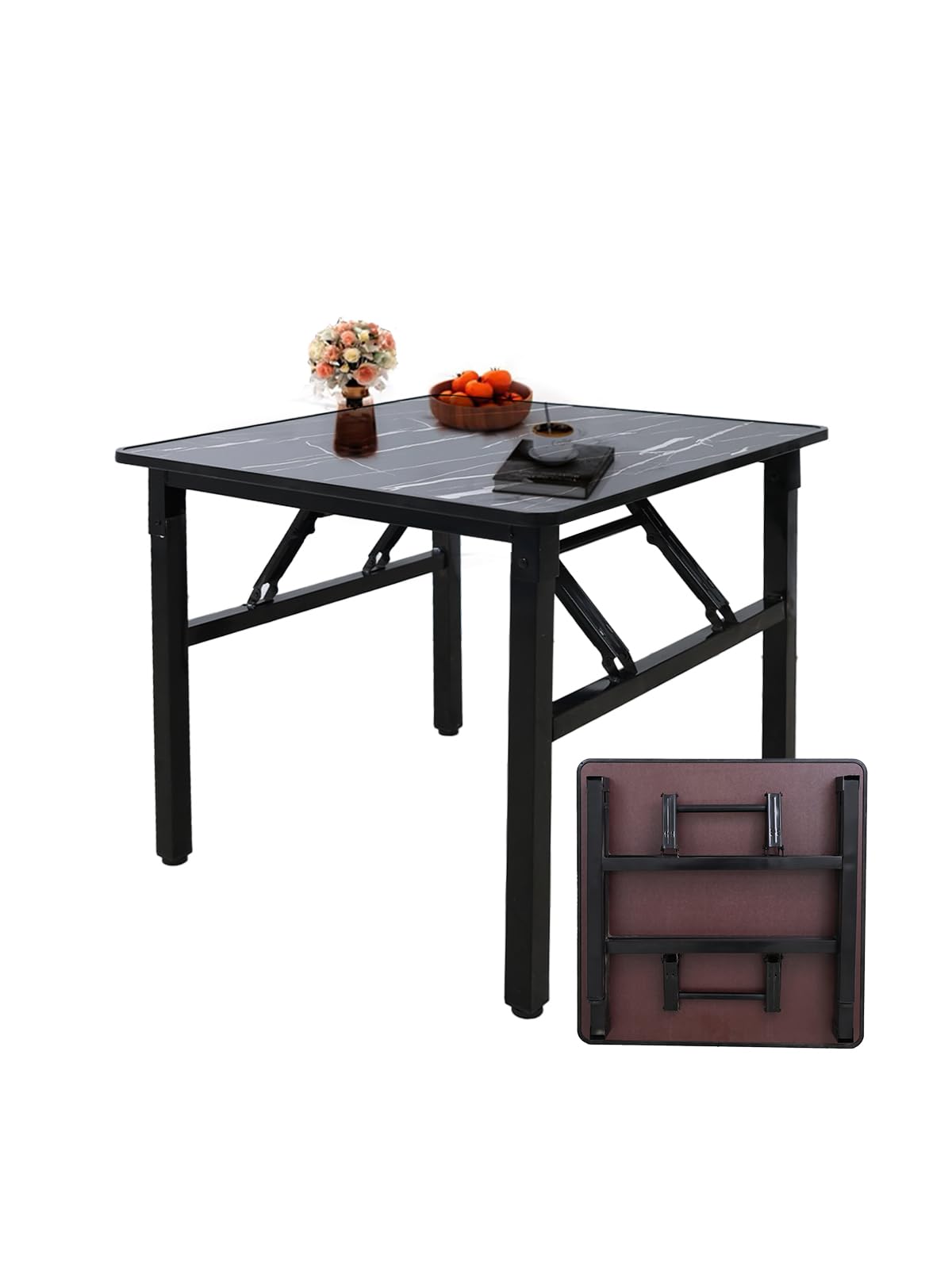 Adjustable Folding Desk No Install, Portable and Compact Computer Walnut Table Office Table for Home, Office, Study, Dining, Camping, Picnic, and BBQ (Yellow, 80 * 40 * 75cm)-GCC Home Center