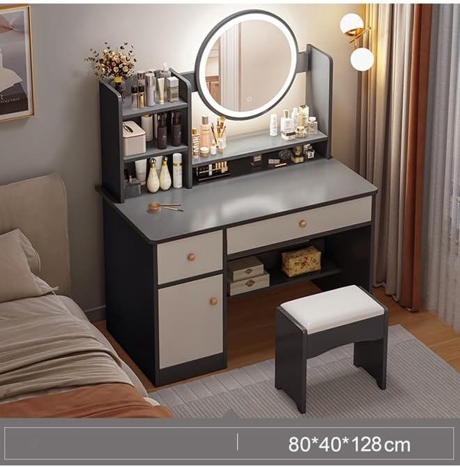 Multifunctional Makeup Vanity Dressing Table with Drawers and Chair 80 CM-GCC Home Center