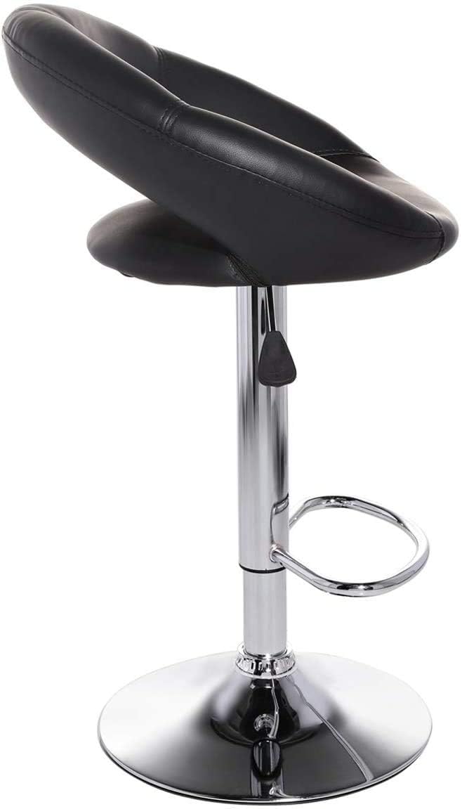 Adjustable Swivel Bar Stool with Footrest, Ergonomic PU Leather Chair for Kitchen & Bar Counter (Black)-GCC Home Center