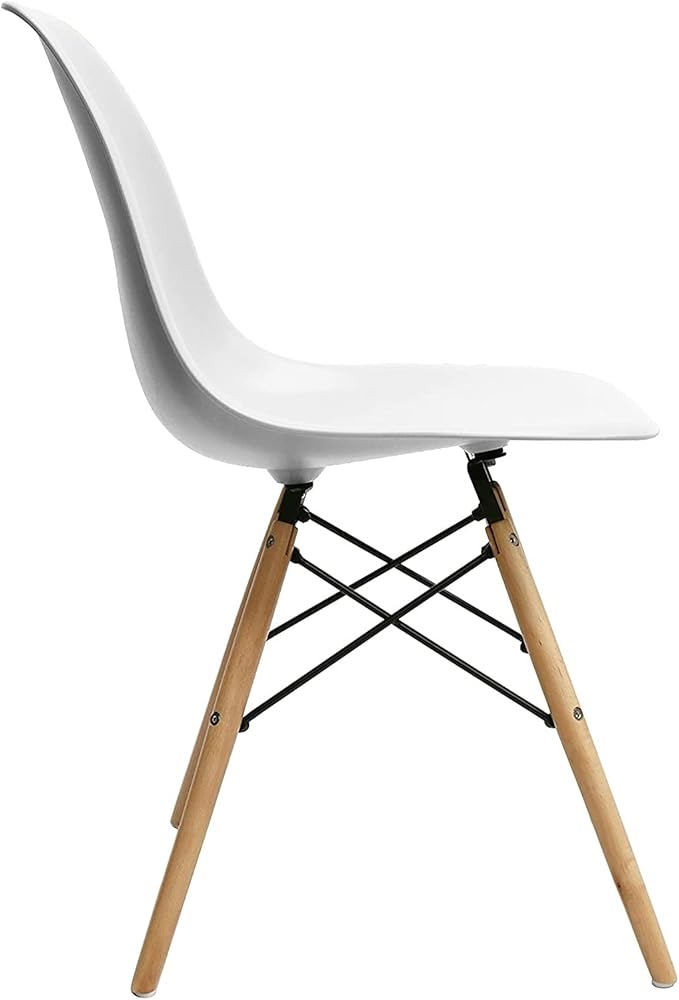 Chair with Walnut Wood Legs For Dining Room Chair Or Office, Lounge Chair Without Arms - White-GCC Home Center