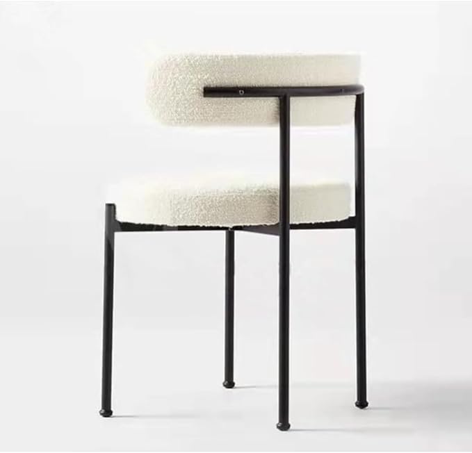 Luxurious Modern Dining Chairs - Stainless Steel Leg, Lamb Wool Single Lounge Chair - White-GCC Home Center