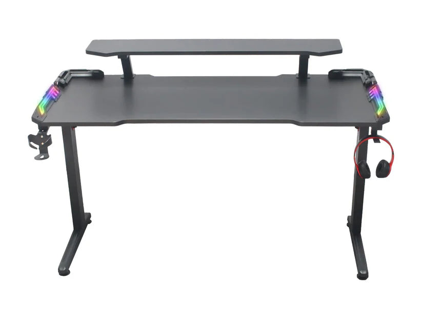 Gaming Desk Table With light, Computer Desk, Cup Holder and Headphone Hook Gamer Workstation Game Table-GCC Home Center