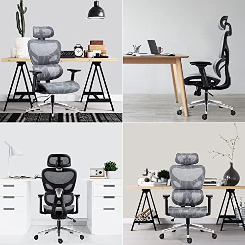 High Back Thick Cushion Computer Chair with Headrest and 3D Armrests, Adjustable Height Home Gaming Chair (Grey),-GCC Home Center