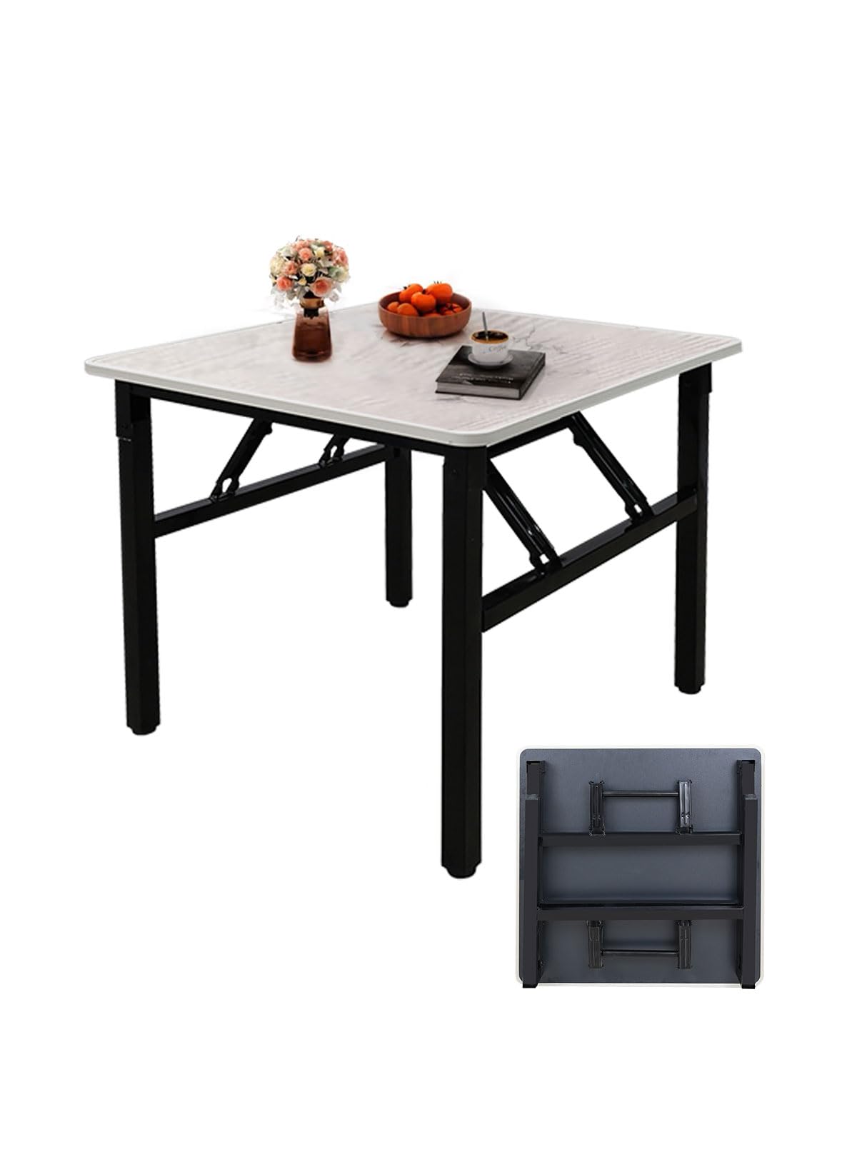 Adjustable Folding Desk No Install, Portable and Compact Computer Walnut Table Office Table for Home, Office, Study, Dining, Camping, Picnic, and BBQ (Yellow, 80 * 40 * 75cm)-GCC Home Center