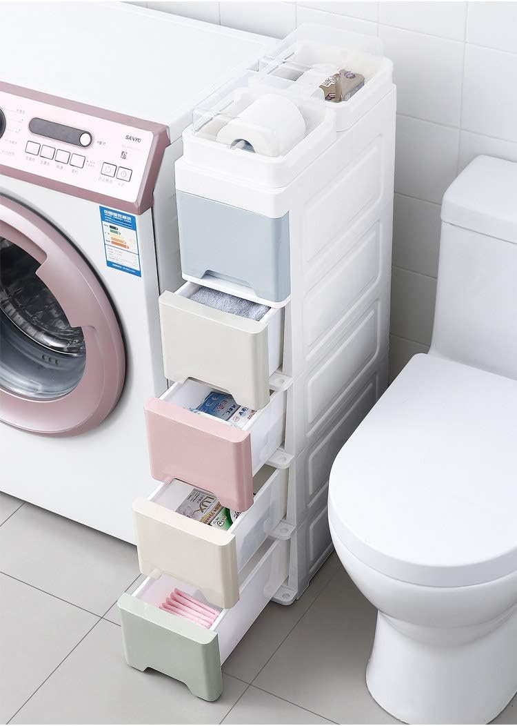 COOLBABY 20 Wide Slit Cabinet Drawer Storage Cabinet Kitchen Cabinet Toilet Rack Plastic Gap Narrow Cabinet Finishing Storage Box Five Layers