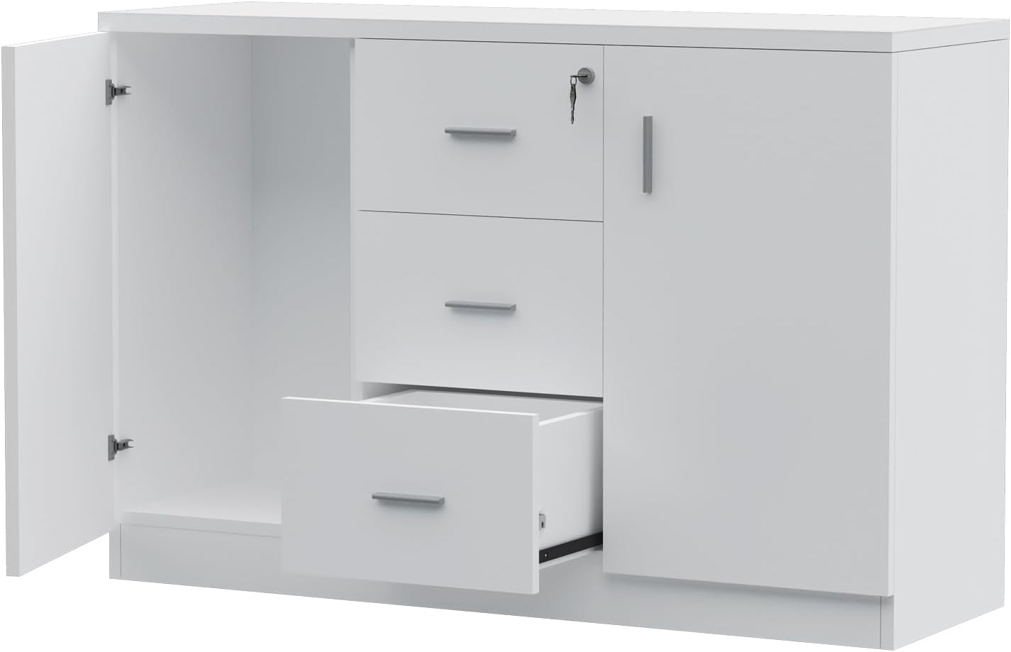 Mahmayi Storage Cabinet for Home Office (White Credenza)