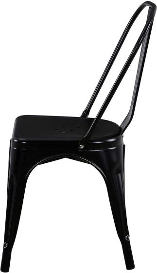 Metal Stackable Dining Chairs for Indoor, Outdoor & Kitchen Chair - Black-GCC Home Center