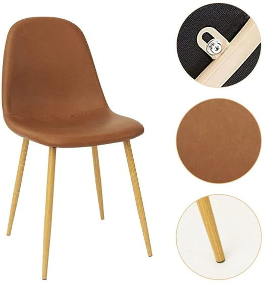 Washable PU Cushion Seat Back Dining Brown Chair-GCC Home Center