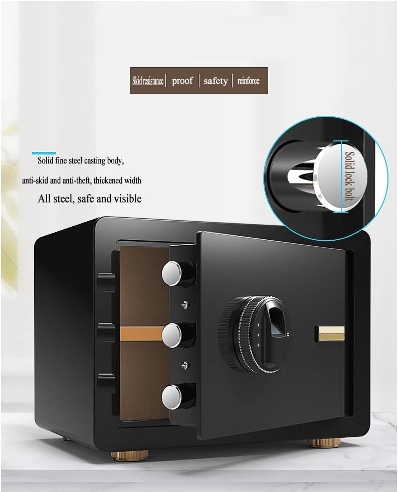 Safe Box with Biometric Fingerprint Lock A4 Document Size Safety Deposit Box for Home Office Shop Brown