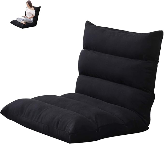 Floor Chair Foldable Lounger Chair Folding Lazy Sofa Gaming Chair Adjustable High Back Couch Recliner for Patio Deck-GCC Home Center