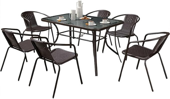 Dining Set 7 Piece Outdoor Furniture Patio Dining Table and Chair Balcony - Anthracite & Grey-GCC Home Center