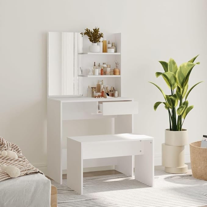 Dressing Table Set, Vanity Table with Stool and Drawer-GCC Home Center