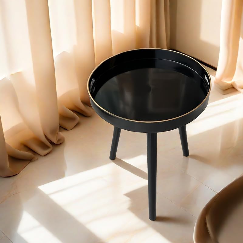 Indoor Tray Side Table – Plastic Tabletop with 17.7" Wooden Legs