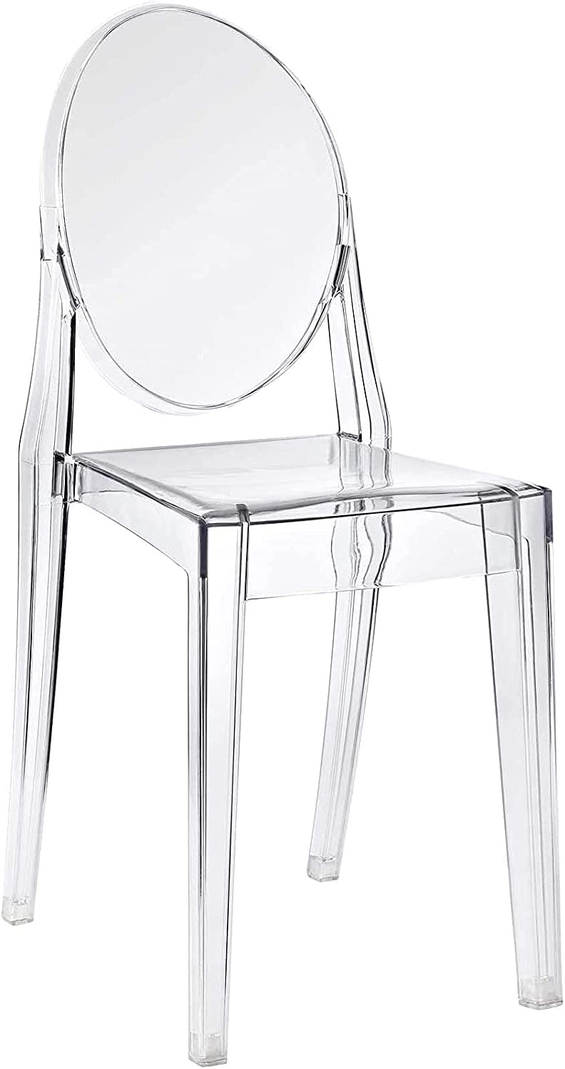 LANNY Casper Modern Acrylic Stacking Kitchen and Dining Room Chair in Clear - Fully Assembled (Arm Chair)-GCC Home Center