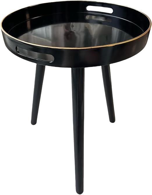 Indoor Tray Side Table – Plastic Tabletop with 17.7" Wooden Legs