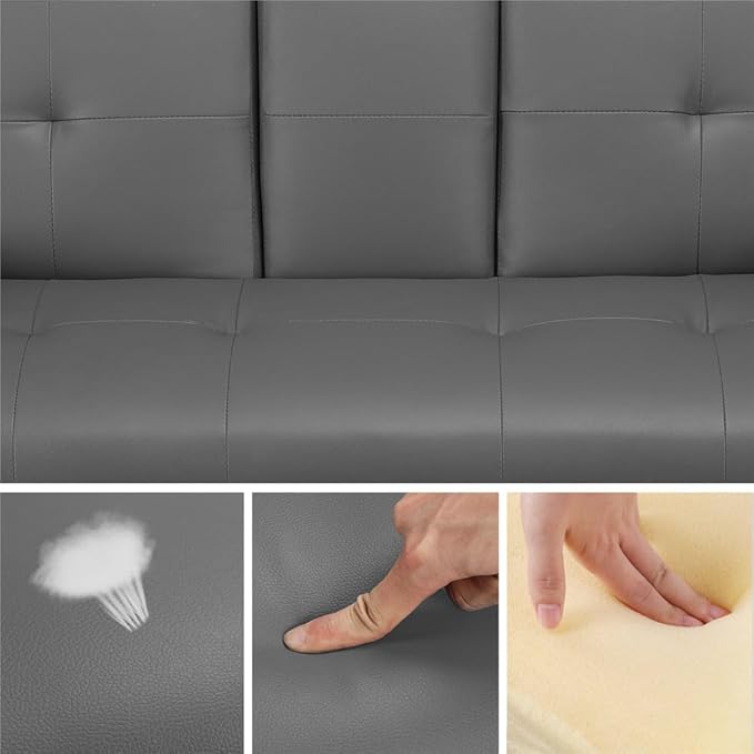 Modern Heavy Duty 3 Seater Leather Sofa bed With Arm Rest-GCC Home Center