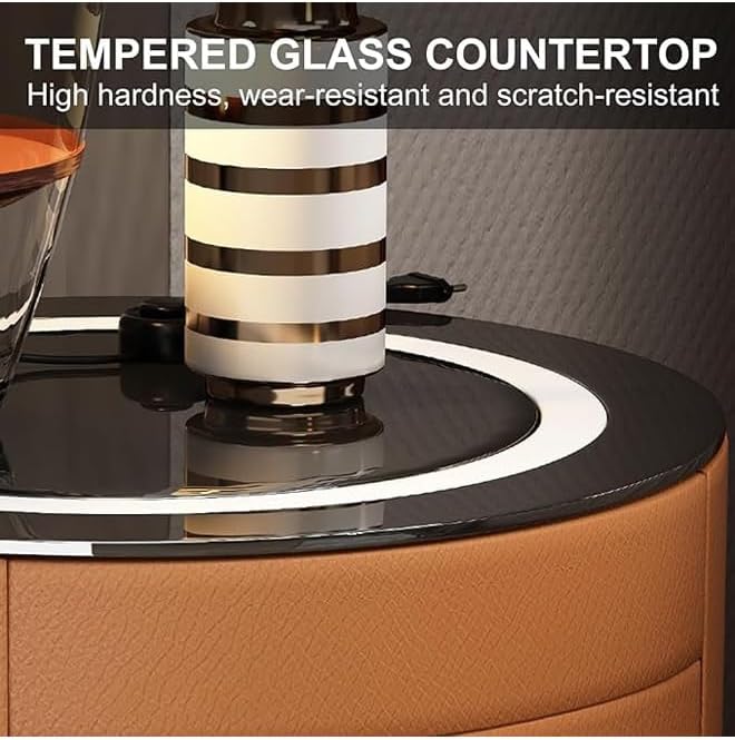 Nightstand Bedside Round Table with Smart Wireless Charging-GCC Home Center