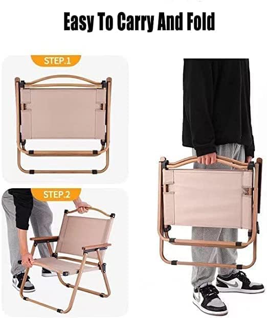 Camping Chair, Folding Outdoor Beach Chair with Wooden Handle Aluminum Bracket-GCC Home Center