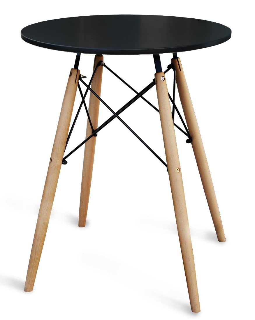 Mahmayi TJ HYT08 60DIA Round Pantry Table - Quad Leg base - Versatile for Home Office, Bistro, Balcony, Lawn, and Breakfast Nook - Fits Any Urban Decor Theme, Sturdy & Easy to Clean- Black(60cm)