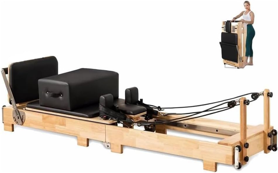 COOLBABY Pilates Reformer Pilates Core Bed Yoga Bed Sports Solid Wood Pilates Equipment Home Stretch Home Stretch Training Fitness Equipment Foldable
