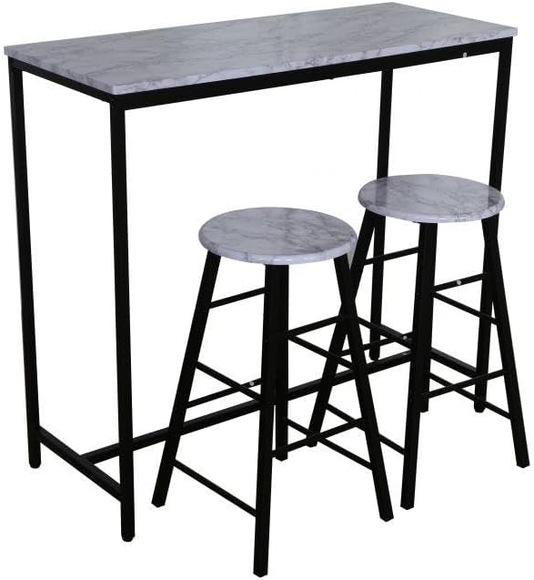 3-Piece Rectangular Dining Bar Set | Sturdy Kitchen Dining Table With 2 Dining Chairs-GCC Home Center