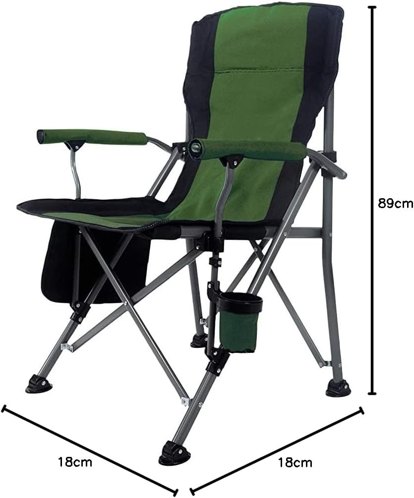 Outdoor Portable Camping Chair, Lightweight Folding Camping Chair, Heavy Duty Support 145KG, High Back Padded Lawn Chair with Arm Rest Cup Holder and Portable Carrying Bag-GCC Home Center