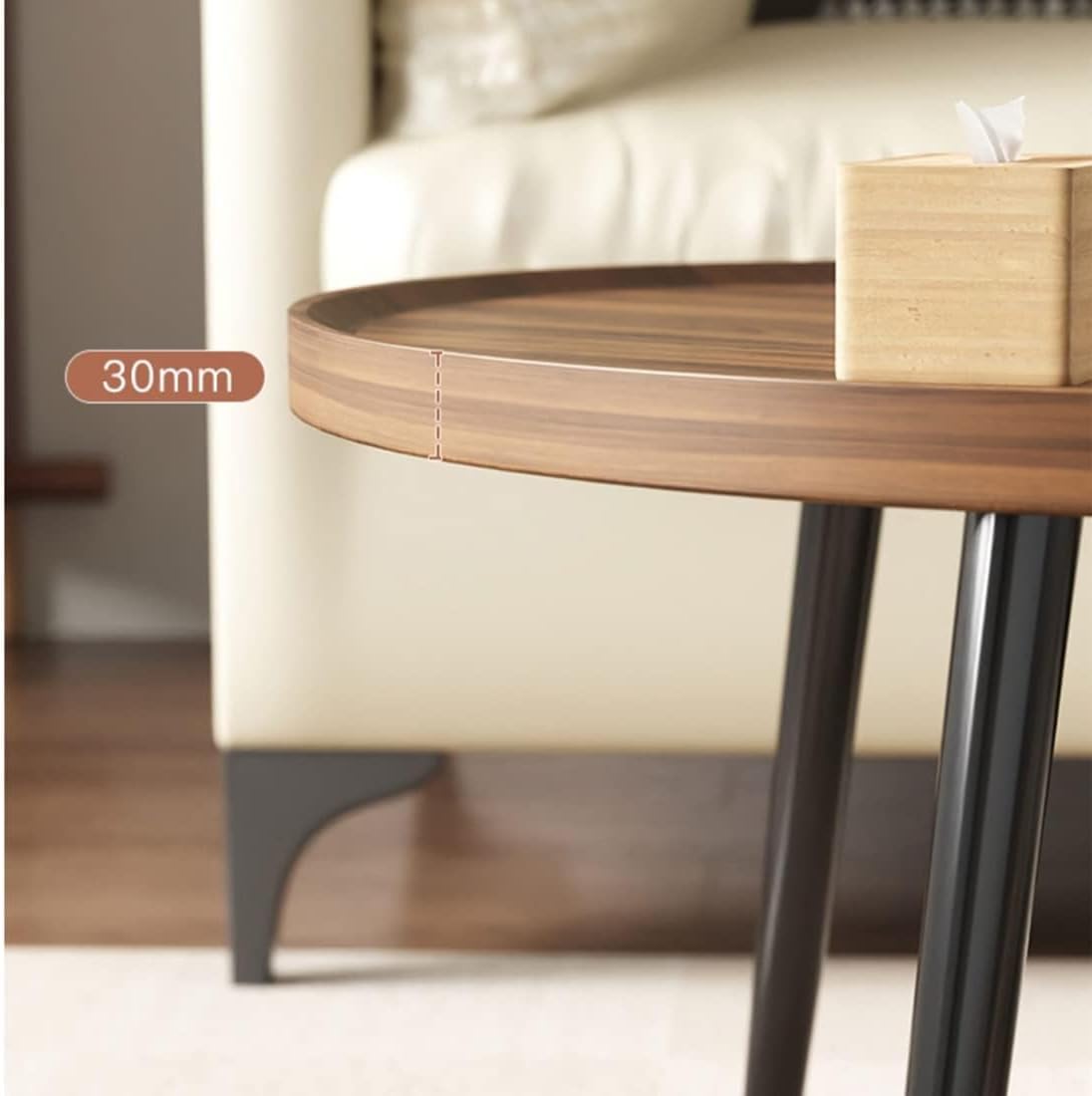 Wooden Oval Coffee Table Rustic Coffee Table Mid-Century Modern Oval Sofa Table Nesting Tables Center Table for Living Room Bedroom Office Furniture Easy Assembly (31.5") (001)