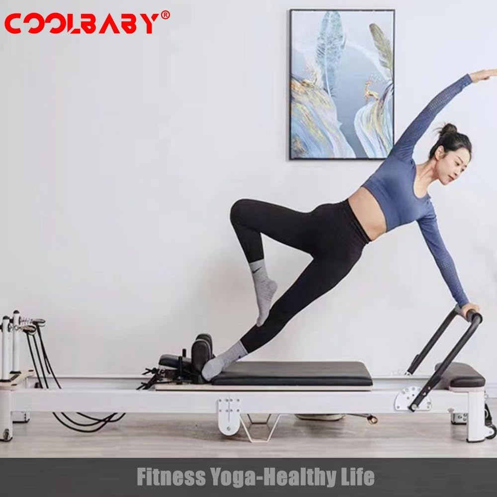 COOLBABY Pilates Core Bed Yoga Bed Pilates Body Shaping Machine Foldable Pilates Bed Aluminum Alloy Yoga Bed Suitable For Home, Fitness Yoga Room