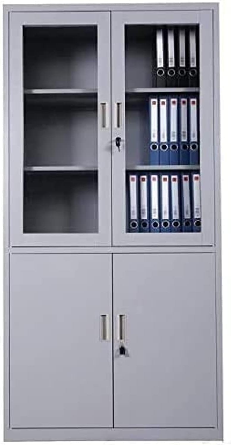 ?????? ?????? ????????? GDF GALAXY DESIGN FURNITURE Heavy Duty Four Door Glass and Steel Built Cabinet Grey Color Size L x D x H 90 x 40 x 180 cm Model GDF FC06.-GCC Home Center