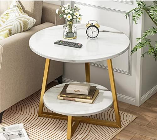 Coffee Table, Bedside End Table, Lamp Table for Living Room Bedroom - White & Gold-GCC Home Center