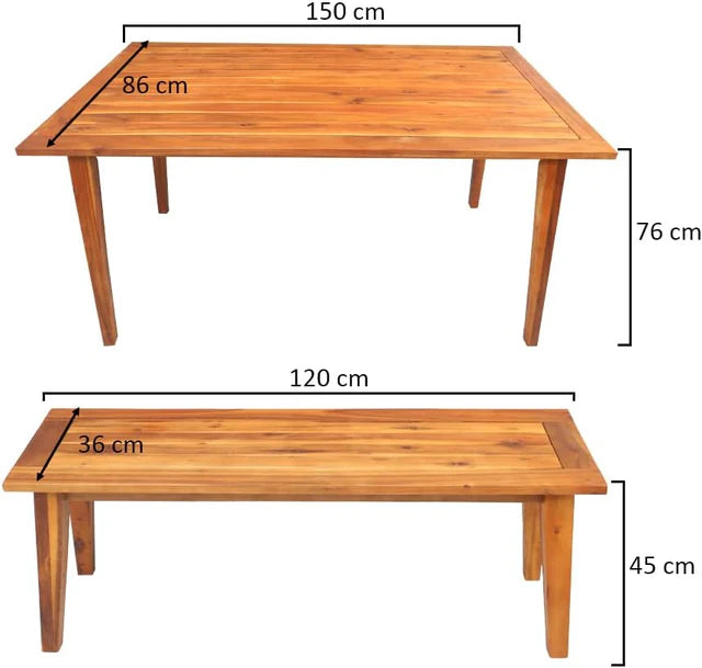 Outdoor Acacia Wood Table & Bench Set-GCC Home Center