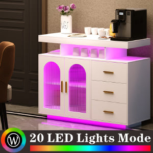 Sideboard Buffet Cabinet with Storage, LED Lights & Charging Station (100 x 40 x 80 cm)