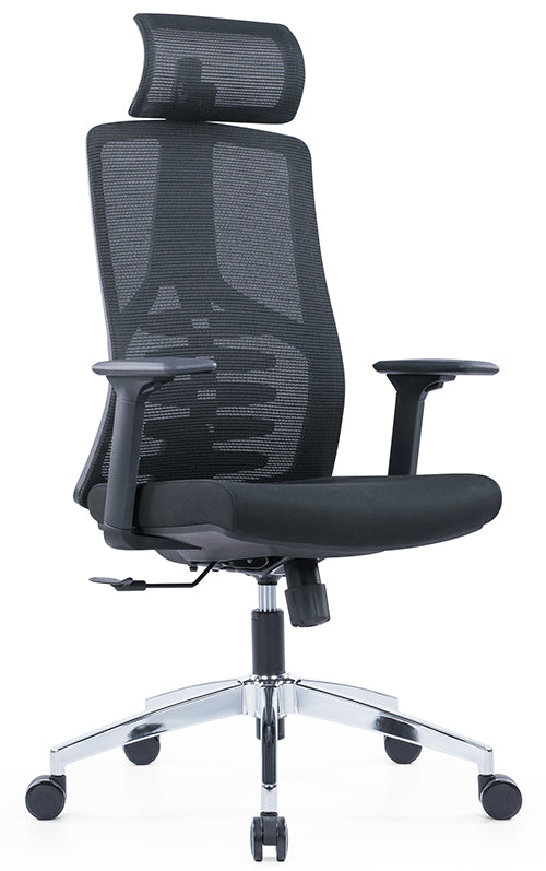 High Back Ergonomic Swivel Office Chair – Mesh Design with Adjustable Headrest & Lumbar Support