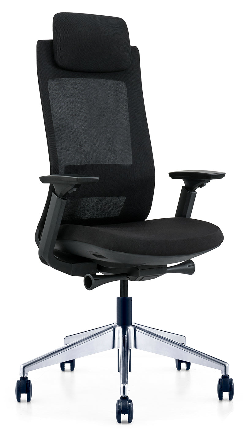 Ergonomic Multifunction Office Chair – Adjustable Headrest, 4-Position Lock, and Chrome Base