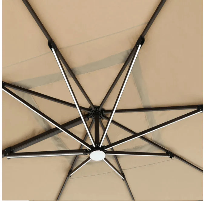 Aluminum Garden Umbrella with Marble Base, Solar Light-GCC Home Center