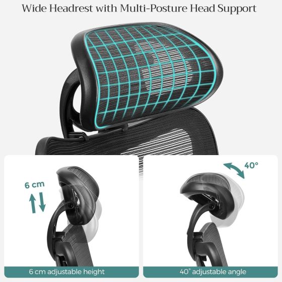 Office Chair, Ergonomic Desk Computer Chair, Mesh Chair, Adjustable Lumbar Support and Headrest Adjustable Height Black for Office-GCC Home Center
