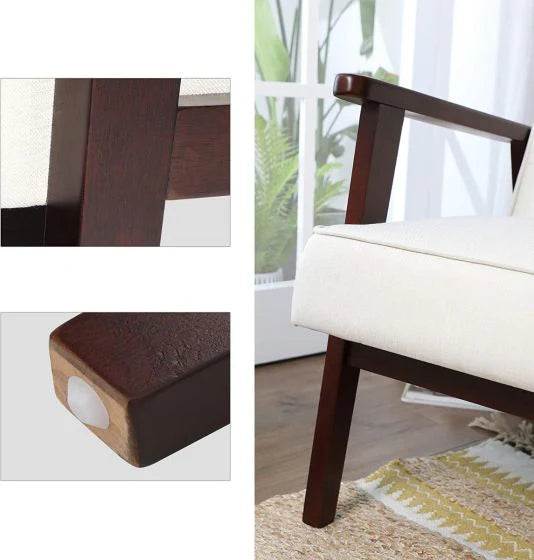 Beige Stylish Lounge Wooden Sofa Chair for Home, Living Room, Dining Room, Lounge, Restaurant (51x56x75cm)-GCC Home Center