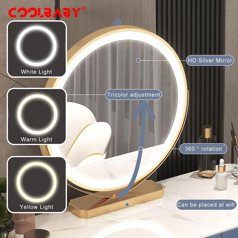 COOLBABY Mint Green Vanity Table Set with LED Mirror and Chair_Elegant Solid Wood Dressing Table-GCC Home Center