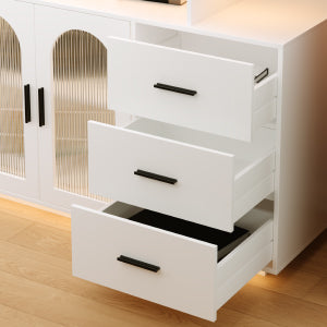 Sideboard Buffet Cabinet with Storage, LED Lights & Charging Station (100 x 40 x 80 cm)